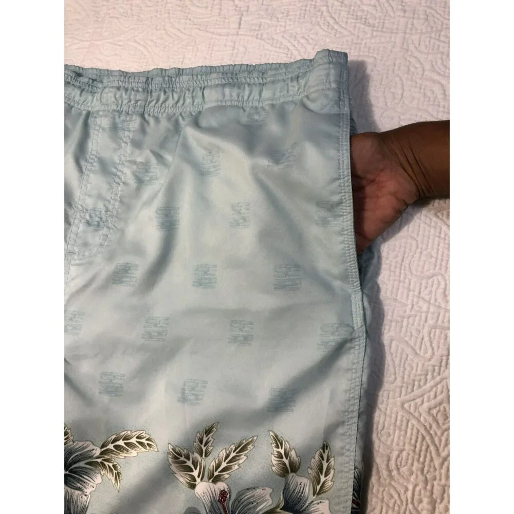 Coconut pier Collection Hawaiian Floral Swim Elastic Waist Drawstring Lining Sz